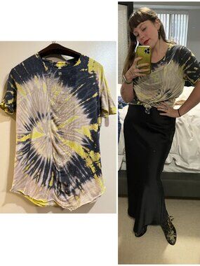 Raquel Allegra Basic Tie Dye Distressed Ripped T Shirt 1 S/M